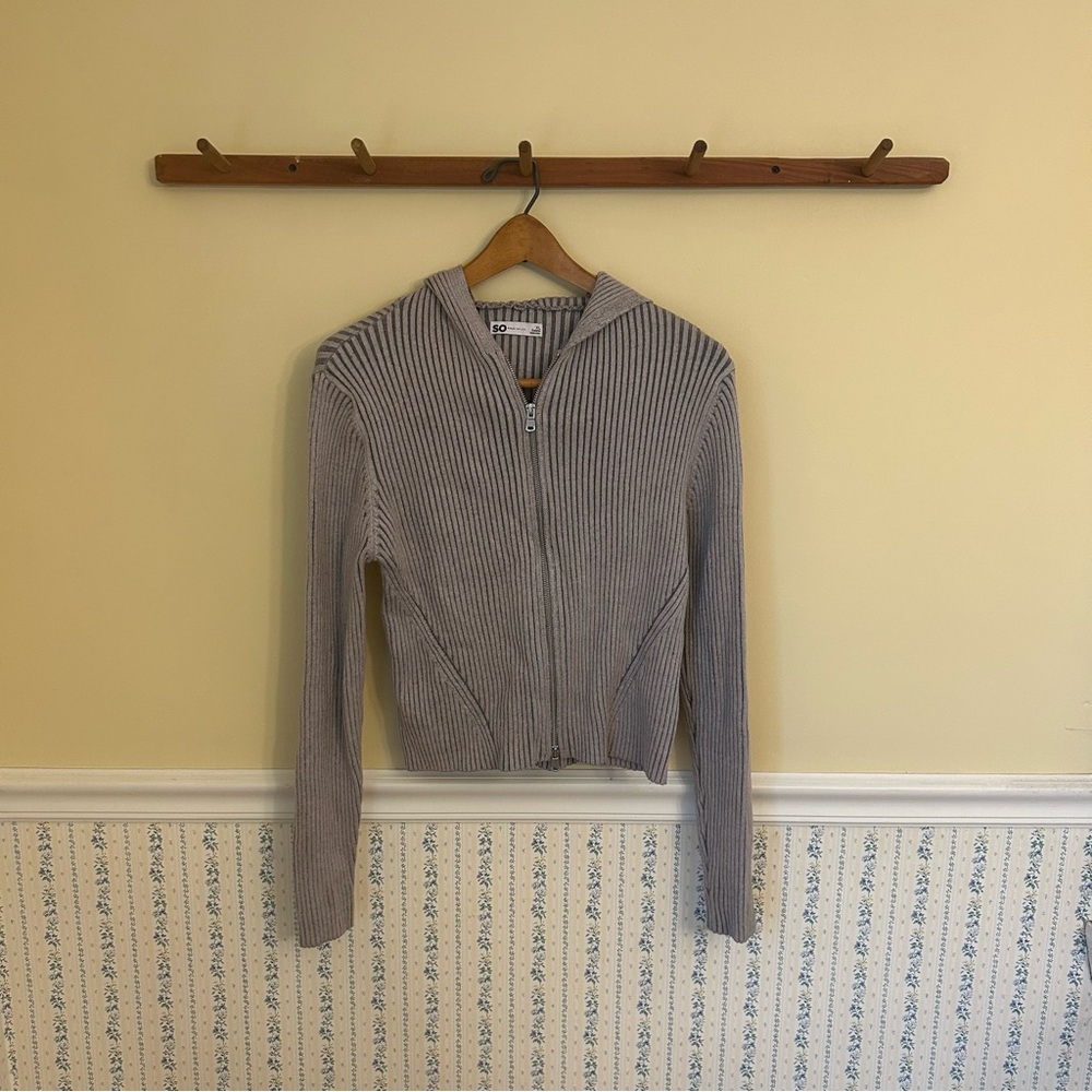 BRAND NEW WOT SO Ribbed Hooded Sweater Cardigan